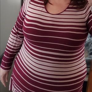 Pink striped tunic LOGO XL Lori goldstein